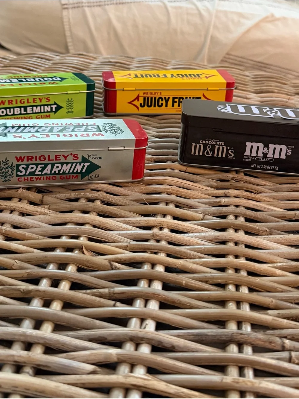 (4) Wrigley's Gum and M&M's Collectors Tins - perfect size for pencil box